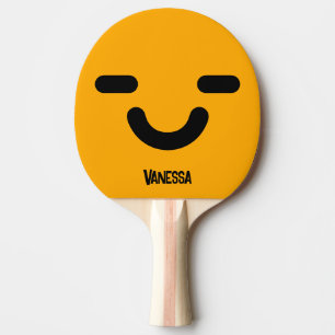 Raquete De Ping Pong Rosto Alegre Laranja com Nome