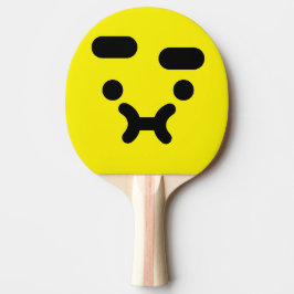 Raquete De Ping Pong Rosto Amarelo Confuso e Emburrado Fofo