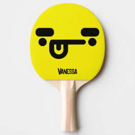 Raquete De Ping Pong Rosto Amarelo Confuso Malicioso com Nome