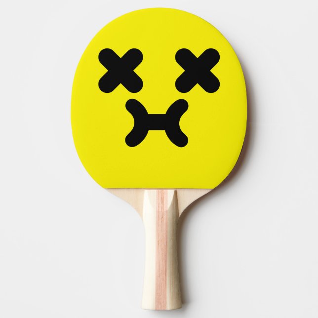 Raquete De Ping Pong Rosto Amarelo Emburrado Atordoado (Frente)