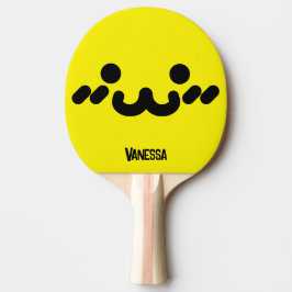 Raquete De Ping Pong Rosto Amarelo Fofo com Nome