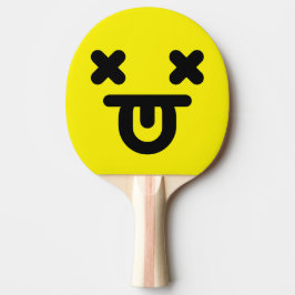 Raquete De Ping Pong Rosto Amarelo Língua Para Fora Atordoado