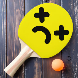 Raquete De Ping Pong Rosto Amarelo Triste e Atordoado
