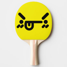 Raquete De Ping Pong Rosto Amarelo Zangado Malandro
