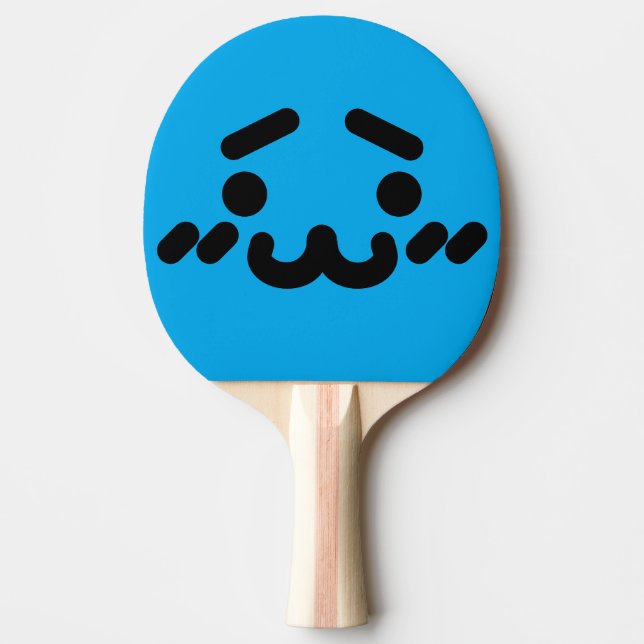 Raquete De Ping Pong Rosto Azul Bonito e Desajeitado (Frente)