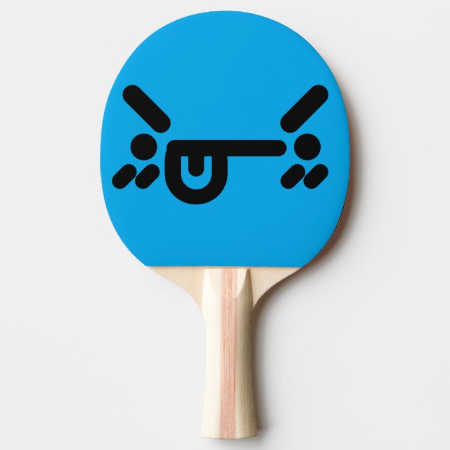 Raquete De Ping Pong Rosto Azul Bravo e Irritado (Frente)