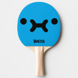 Raquete De Ping Pong Rosto Azul de Bochecha Cute com Nome