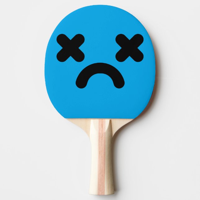 Raquete De Ping Pong Rosto Azul Triste Atordoado (Frente)