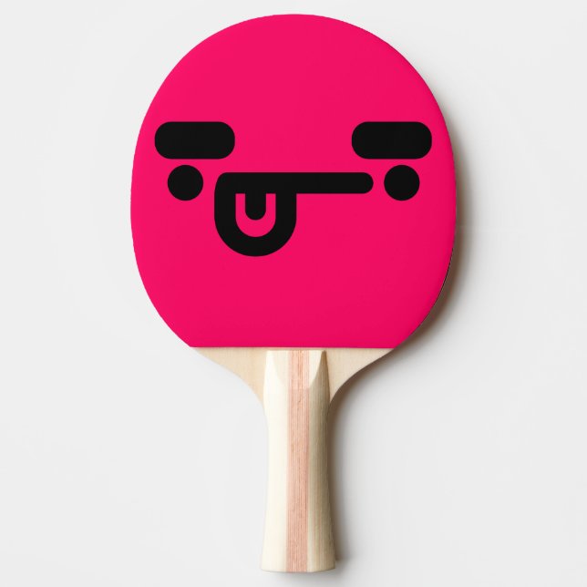 Raquete De Ping Pong Rosto Confuso Malicioso Rosa (Frente)