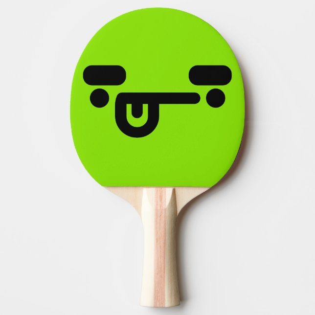 Raquete De Ping Pong Rosto Confuso Malicioso Verde (Frente)