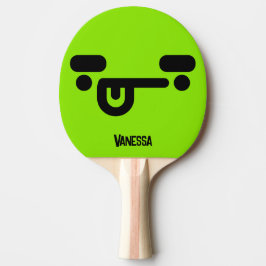 Raquete De Ping Pong Rosto Confuso Malicioso Verde com Nome