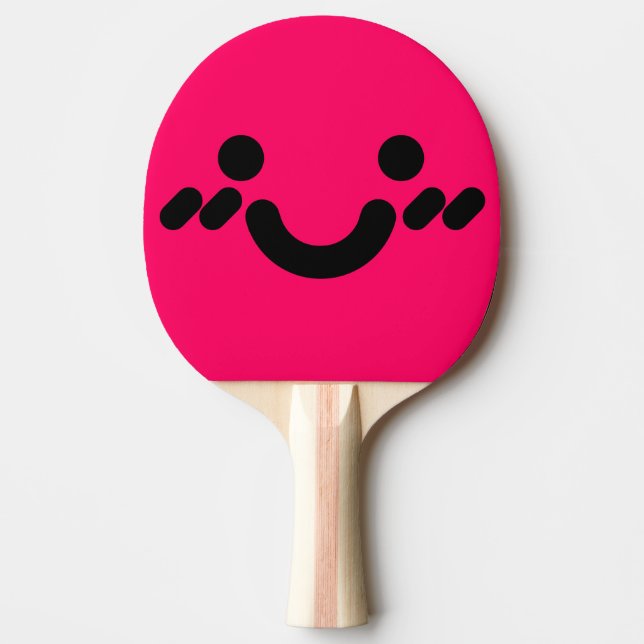 Raquete De Ping Pong Rosto Corado Fofo Rosa (Frente)