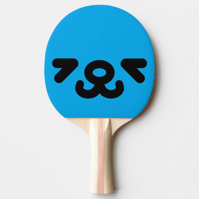 Raquete De Ping Pong Rosto de Cachorro Feliz Azul (Frente)
