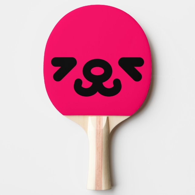 Raquete De Ping Pong Rosto de Cachorro Feliz Rosa (Frente)