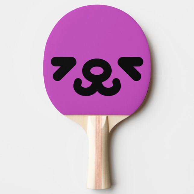 Raquete De Ping Pong Rosto de Cachorro Feliz Roxo  (Frente)