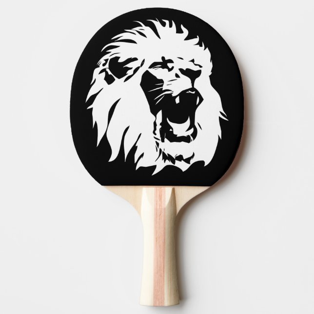 Raquete De Ping Pong Rosto de Leão Rugindo (Frente)