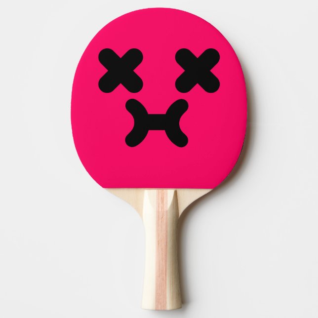 Raquete De Ping Pong Rosto Embriagado Cor-de-Rosa (Frente)