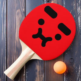 Raquete De Ping Pong Rosto Fofo Confuso e Emburrado Paddle Vermelho de 