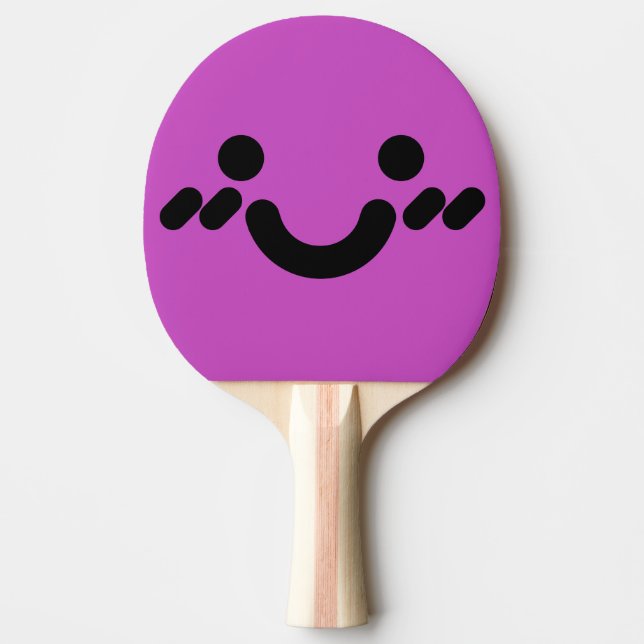 Raquete De Ping Pong Rosto Rocho Fofo Roxo  (Frente)