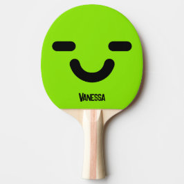 Raquete De Ping Pong Rosto Satisfeito Verde com Nome