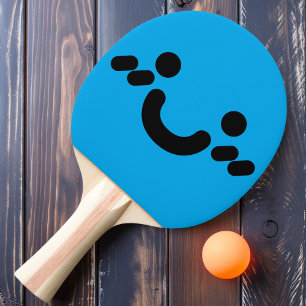 Raquete De Ping Pong Rosto Sorridente Fofo Remo de Ping Pong Azul