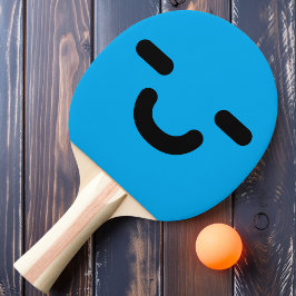 Raquete De Ping Pong Rosto Sorridente Satisfeito Remo de Ping Pong Azul