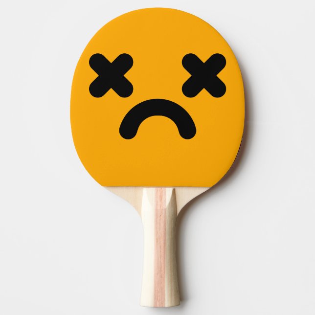 Raquete De Ping Pong Rosto Triste Atordoado Laranja (Frente)