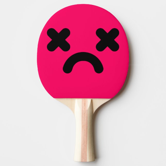 Raquete De Ping Pong Rosto Triste Atordoado Rosa (Frente)