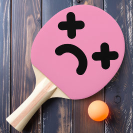 Raquete De Ping Pong Rosto Triste Atordoado Rosa Claro