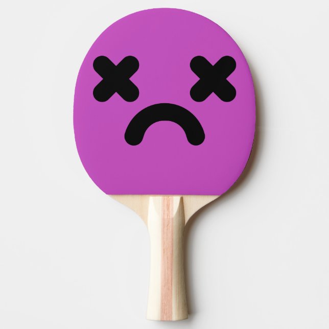 Raquete De Ping Pong Rosto Triste Atordoado Roxo  (Frente)