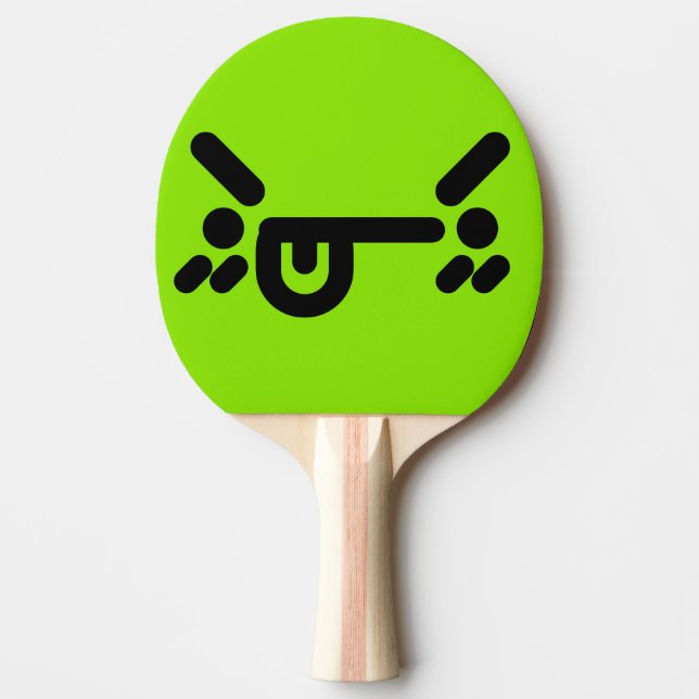 Raquete De Ping Pong Rosto Verde Bravo e Irritado (Frente)