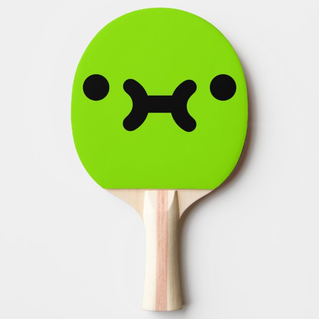 Raquete De Ping Pong Rosto Verde com Beicinho Fofo (Frente)