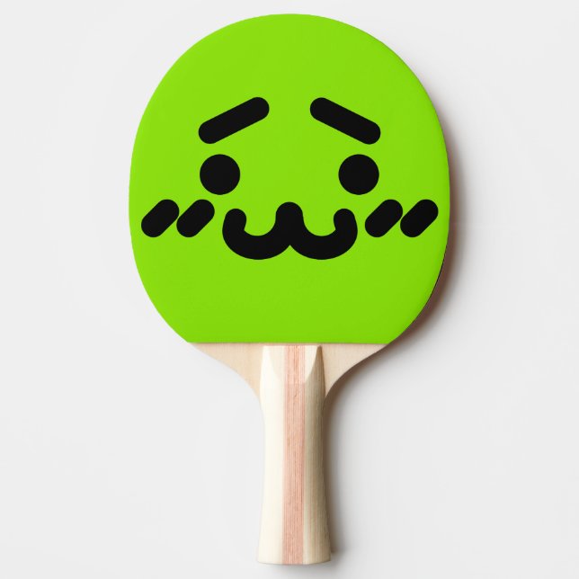 Raquete De Ping Pong Rosto Verde Fofo Desajeitado (Frente)