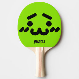 Raquete De Ping Pong Rosto Verde Fofo Desajeitado com Nome