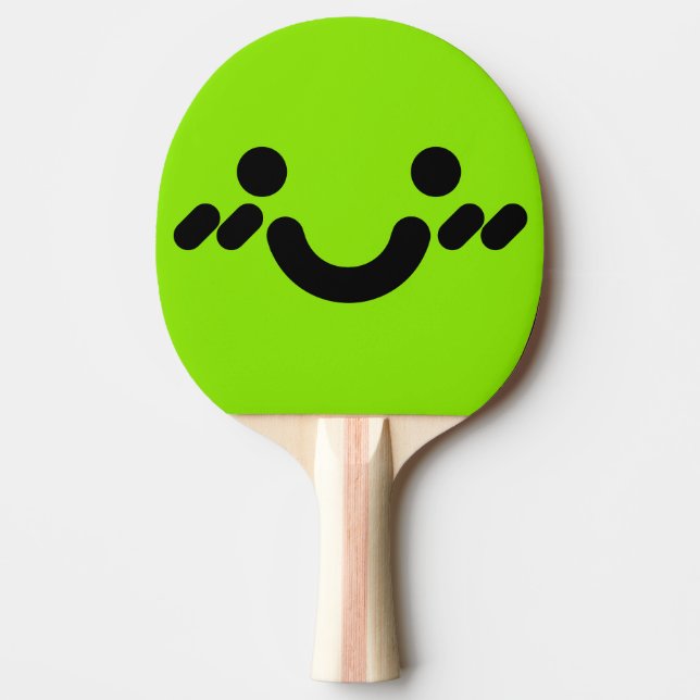 Raquete De Ping Pong Rosto Verde Tímido Fofo (Frente)
