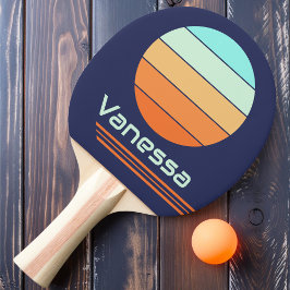Raquete De Ping Pong Rotaçao Retro Listras Estilo Vintage
