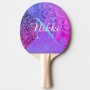 Raquete De Ping Pong Rótulo Lotus Leopard Monograma Ping Pong Pong Padd