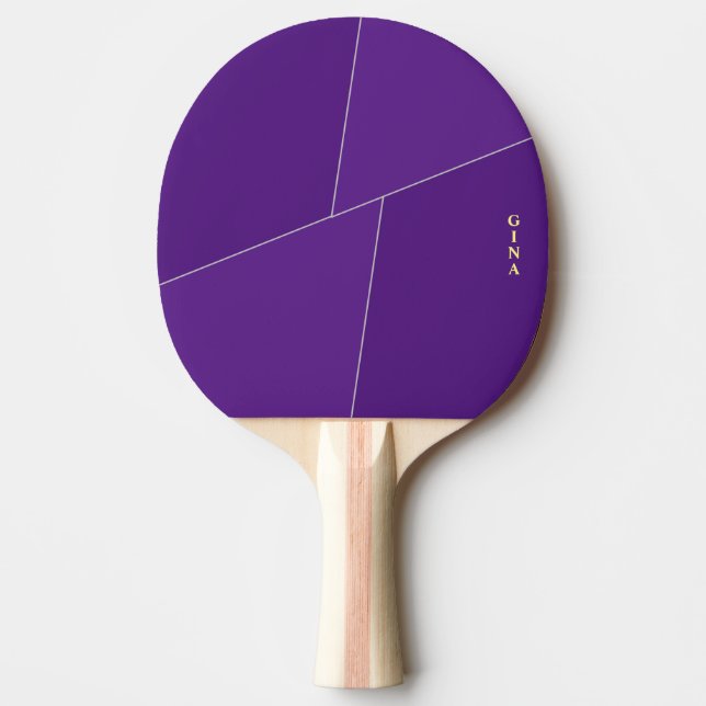 Raquete de Ping Pong Roxa Personalizada com Nome (Frente)