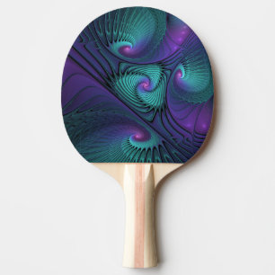 Raquete De Ping Pong Roxo encontra Arte Fractal abstrato Turquesa moder