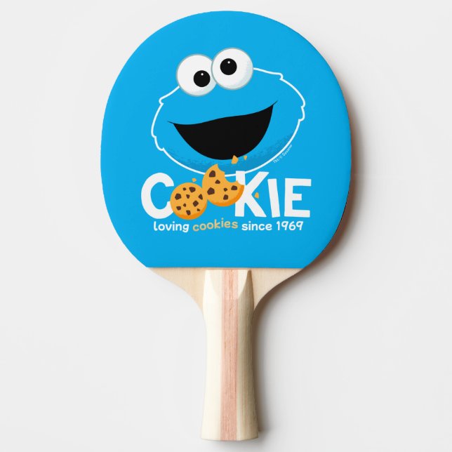 Raquete De Ping Pong Rua Sésamo | Cookie Monster Loving Cookies (Frente)