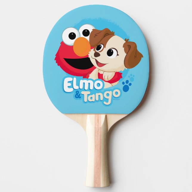 Raquete De Ping Pong Rua Sésamo | Crachá Elmo & Tango (Frente)