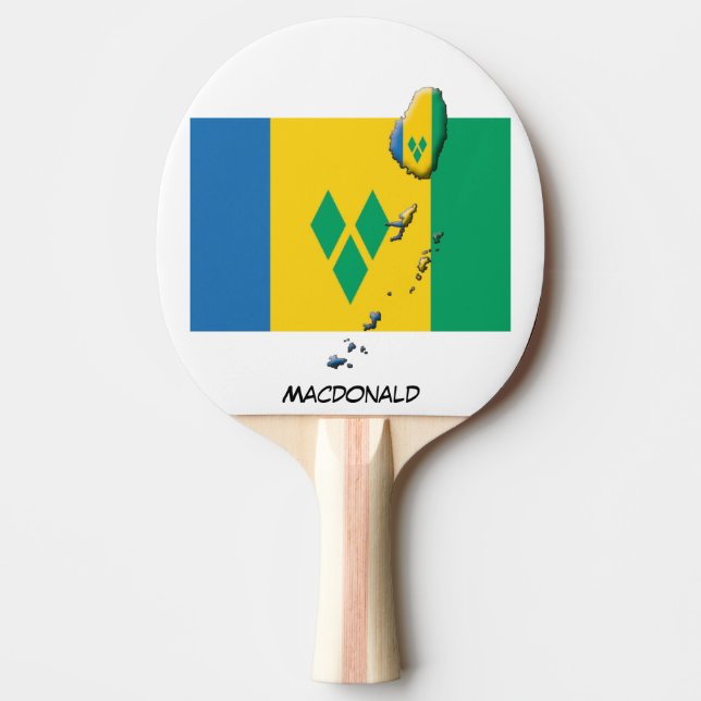 Raquete De Ping Pong RUA VINCENT FLAG & MAP Personalizado (Frente)