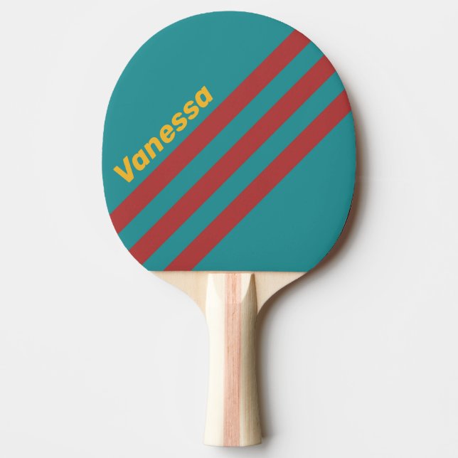 Raquete De Ping Pong Ruby Reef Angled Striping with Name (Frente)