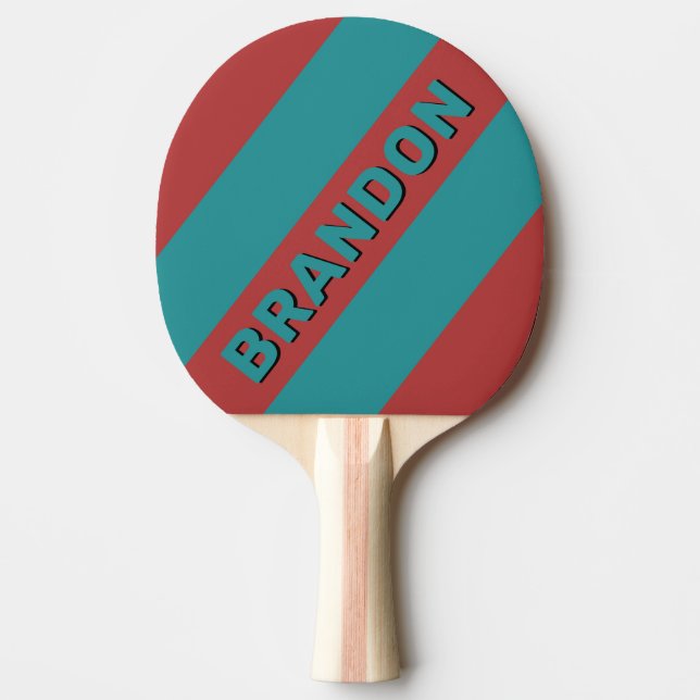 Raquete De Ping Pong Ruby Reef Bold Stripes com Nome (Frente)