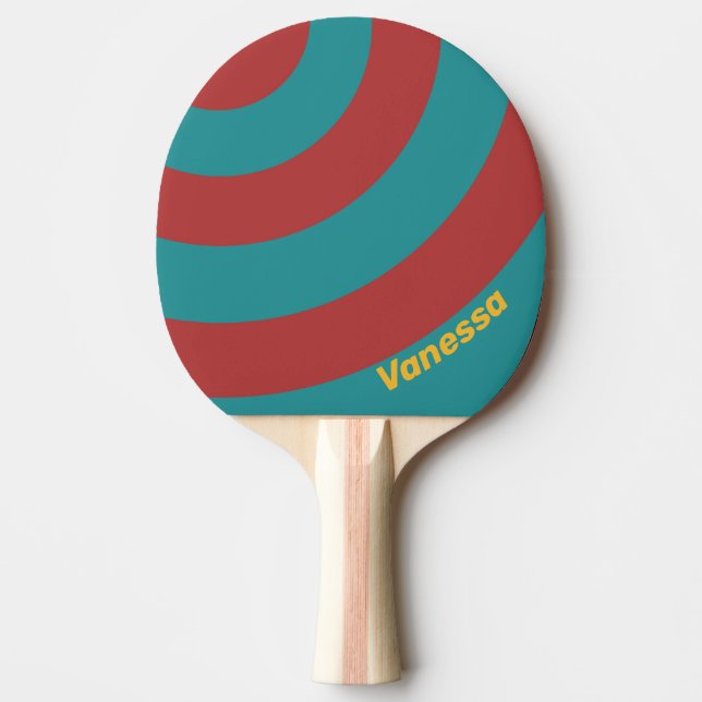 Raquete De Ping Pong Ruby Reef Circle Stripe with Name (Frente)