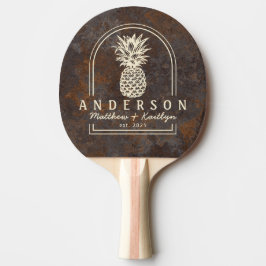 Raquete De Ping Pong Rusted Metal Sheet Pineapple Wedding Arch & Name