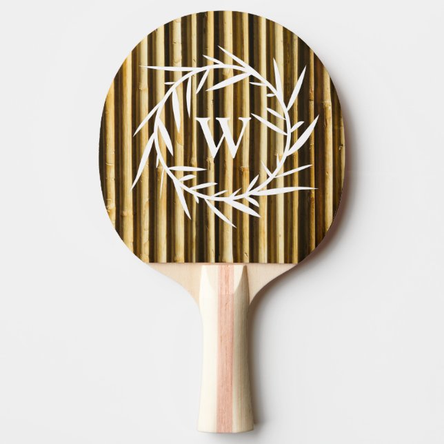 Raquete De Ping Pong Rustic Bamboo Monogram Vertical Lines Pattern (Frente)