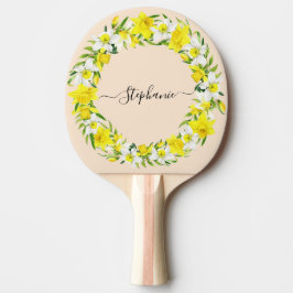 Raquete De Ping Pong Rustic Boho Yellow Watercolor Daffodil Custom