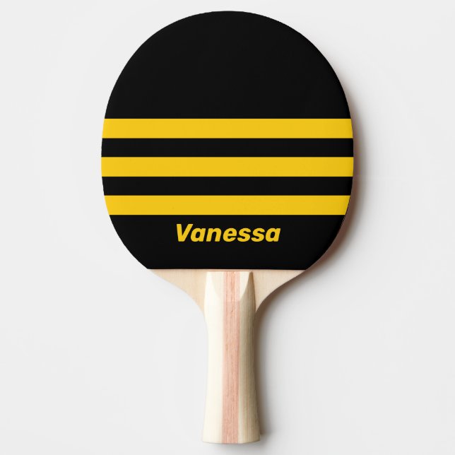 Raquete De Ping Pong Safety Bee Nostalgic Across Striping with Name (Frente)