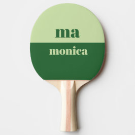 Raquete De Ping Pong Sage verde monograma inicial em letra cursiva
